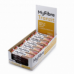 MyFibre Tranzit, pachet 28 batoane digestive, cu fibre din secara, cocos si portocale, acoperite cu ciocolata cu lapte, fara zaharuri adaugate, cu indulcitori, 28 x 40g