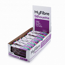 MyFibre Silhouette, pachet 28 batoane pentru scaderea in greutate, cu Glucomannan (Konjac Mannan) si ceai verde, fara zaharuri adaugate, cu indulcitori naturali, 28x40g