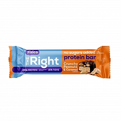Fizico, The Right Protein Bar, Baton proteic cu ciocolata, arahide crocante si aroma de caramel, fara zaharuri adaugate, cu indulcitori, 60 g