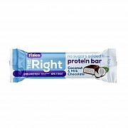 imageFizico, The Right Protein Bar, Baton proteic cu cocos, acoperit cu ciocolata cu lapte, fara zaharuri adaugate, cu indulcitori, 60g