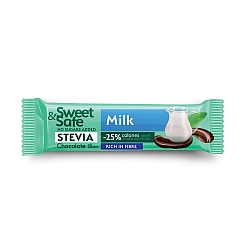 Ciocolată cu lapte, fără zaharuri adăugate, cu îndulcitor din Stevia, SWEET&SAFE, 25g